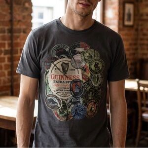 Guinness Beer Coasters Grey Short Sleeve T-Shirt Men’s Size Large